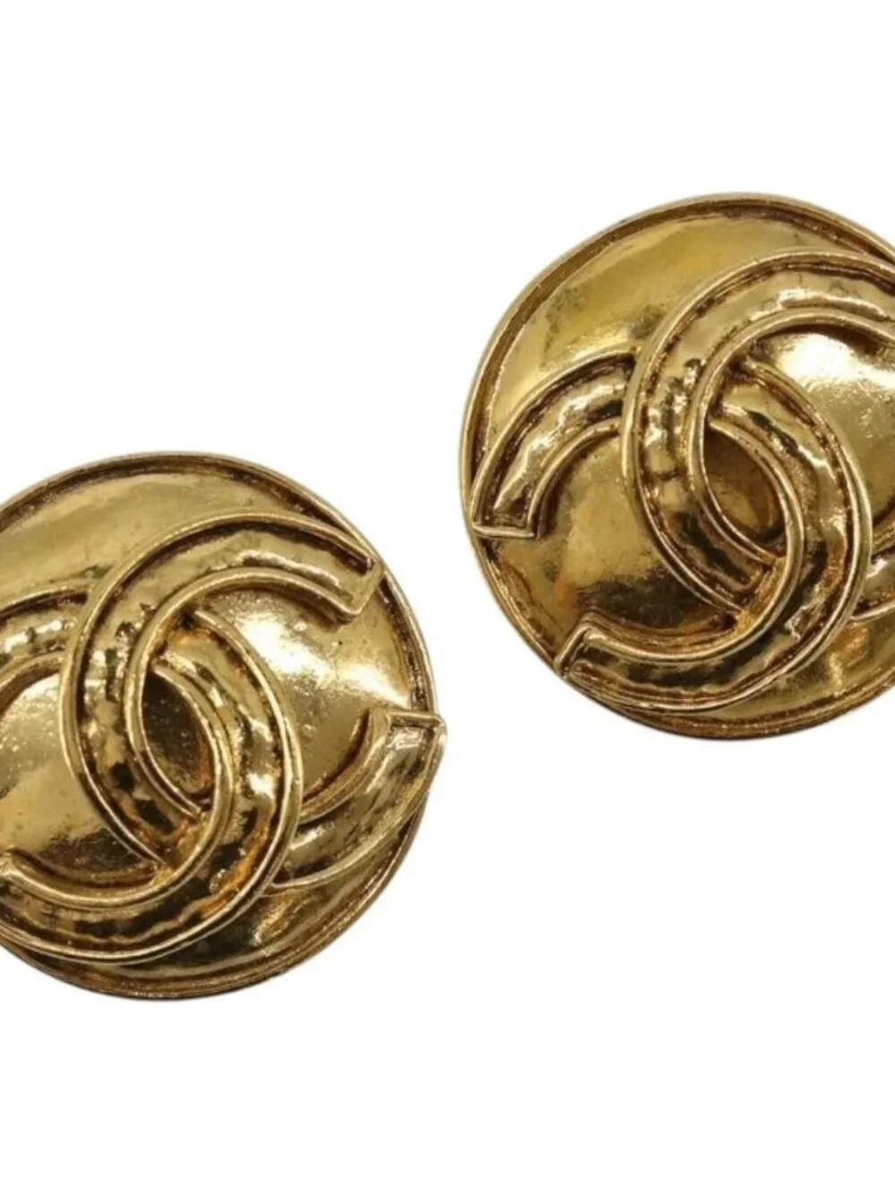 CHANEL Earring metal Gold Tone CC Auth 183503V